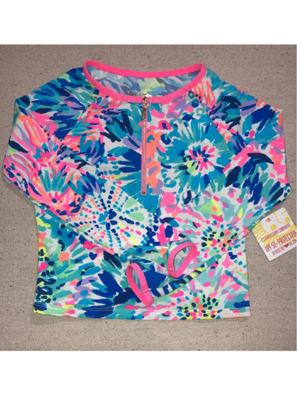 Lilly Pulitzer Luxetics Mini Sydney Rashguard Swim Top Jacket UPF Girl’s 8-10 L - Picture 3 of 15